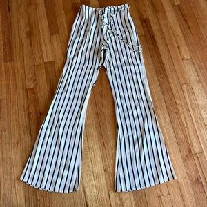 striped flowy wide-leg pants with laces